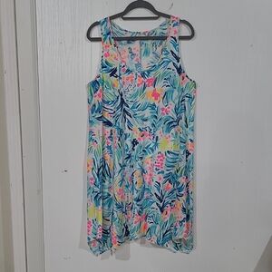 Lilly Pulitzer Womens Cotton Racerback Melle Tropical Print Tank Dress Sz Large